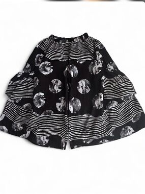 Look At Me Black & White Striped Baggy Wide-Leg Pants Big Pockets Elastic Waist
